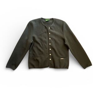 Vintage Geiger Austria boiled wool black Button-Up Jacket cardigan women Sz 42